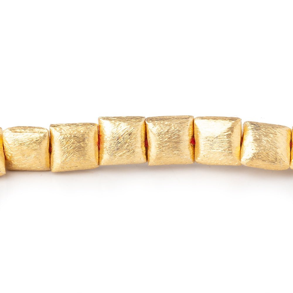 6mm 22kt Gold plated Brushed Square Beads 8 inch 32 pieces - Beadsofcambay.com