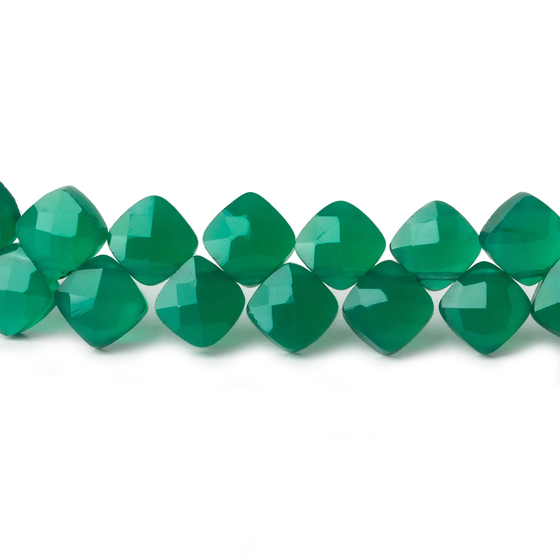 6x6mm Green Onyx faceted pillow beads 7.5 inch 50 pieces A - Beadsofcambay.com