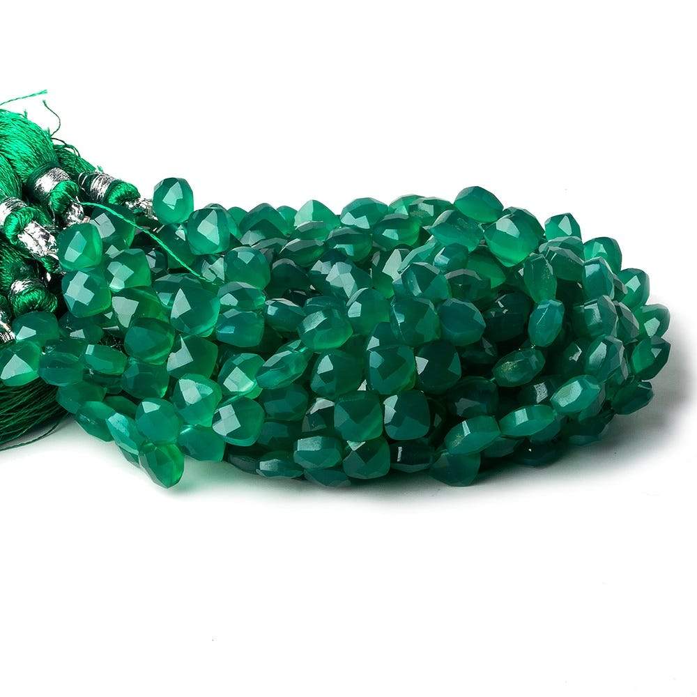 6x6mm Green Onyx faceted pillow beads 7.5 inch 50 pieces A - Beadsofcambay.com