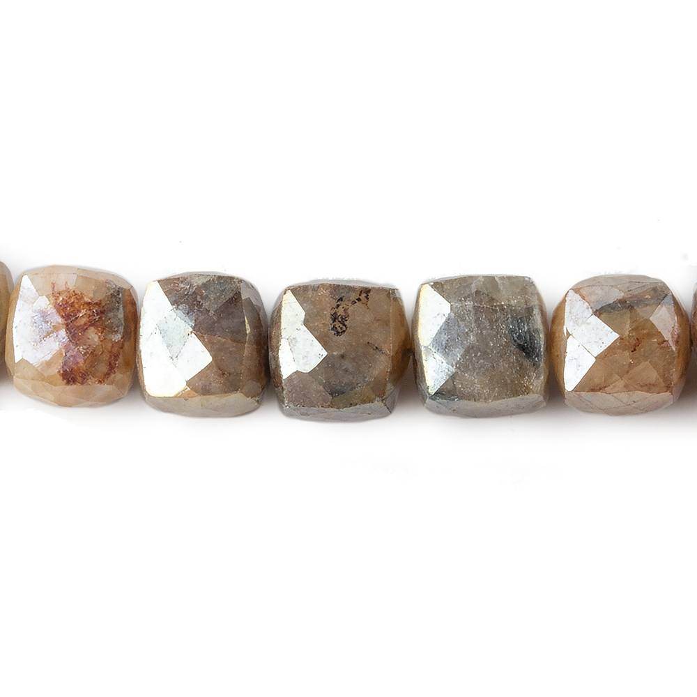 6x6mm Mystic Mocha Brown Sapphire faceted cube beads 8 inch 32 pieces - Beadsofcambay.com