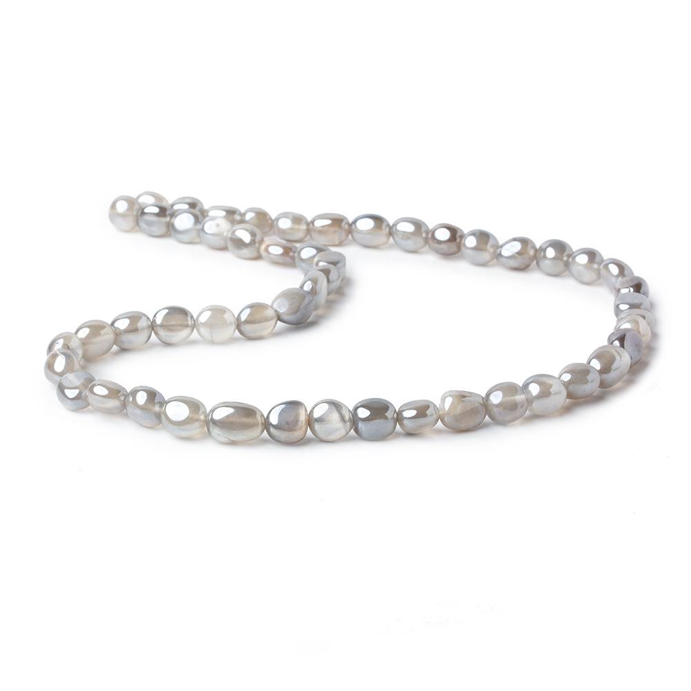 6x7-9x7mm Silver Mystic Platinum Grey Moonstone plain nuggets 16 inch 51 beads - Beadsofcambay.com