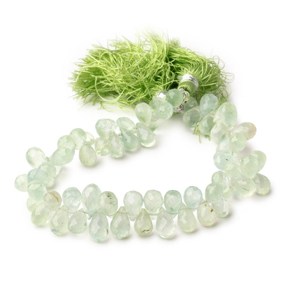 7-10mm Prehnite Tear Drop Briolette Beads 7.75 inch 65 pieces - Beadsofcambay.com