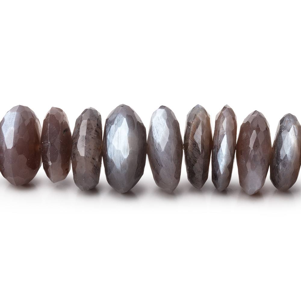 7-12mm Chocolate Moonstone German Faceted Rondelles 16 inch 100 Beads - Beadsofcambay.com