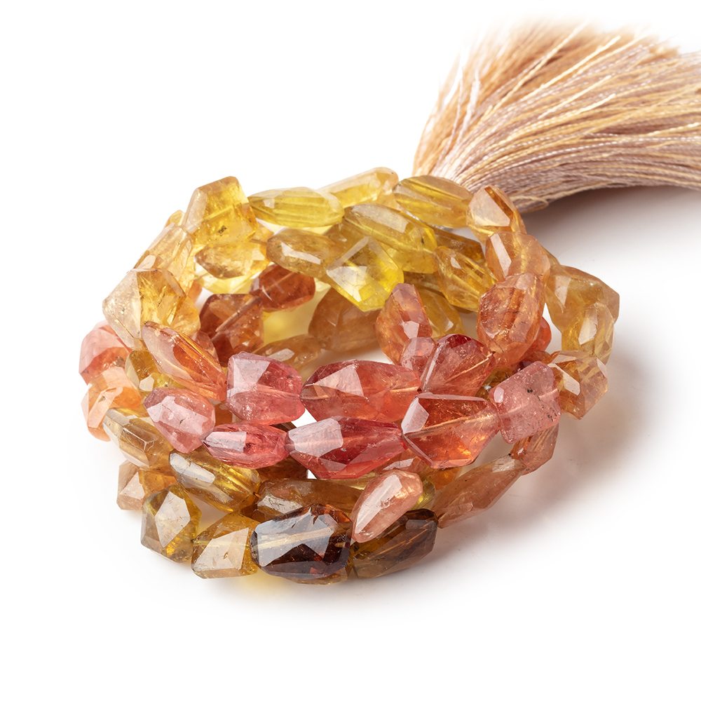 7-13mm Dravite Tourmaline Faceted Nugget Beads 15 inch 37 pieces - Beadsofcambay.com