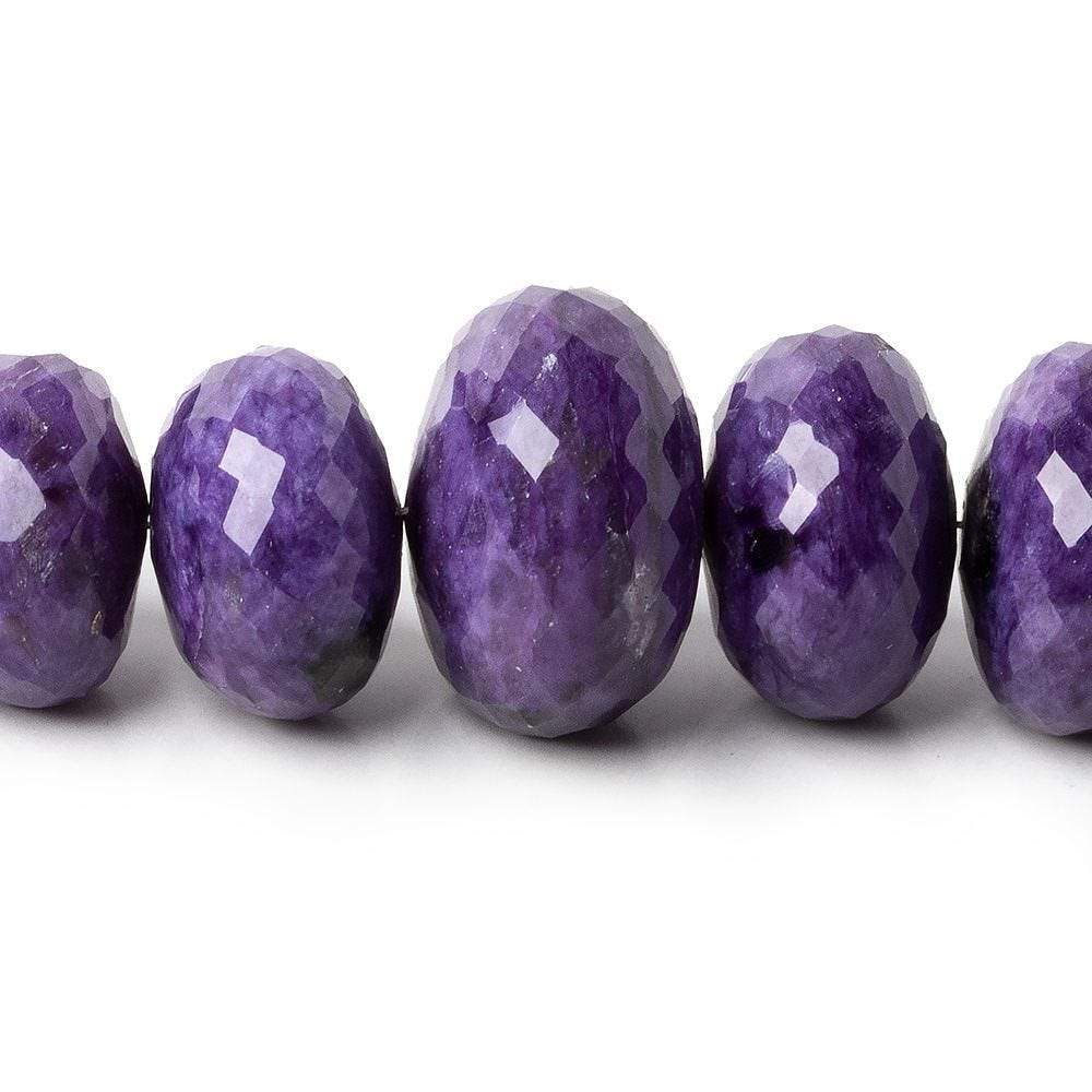 BeadsofCambay 7-18.8mm Deep Purple Charoite faceted rondelle beads 19 inches 65 beads AAA