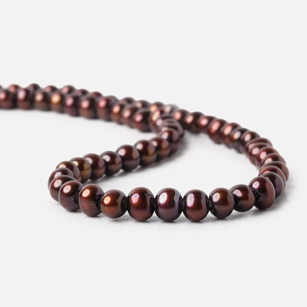 7-8mm Brick Red Large Hole Off Round Freshwater Pearl 2.5mm drill hoe, 15 inch, 64 pieces - Beadsofcambay.com