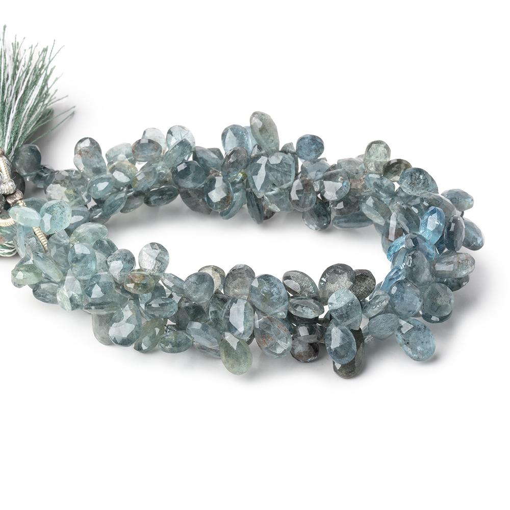 7-8mm Moss Aquamarine Faceted Pear Beads 8 inch 64 pieces - Beadsofcambay.com