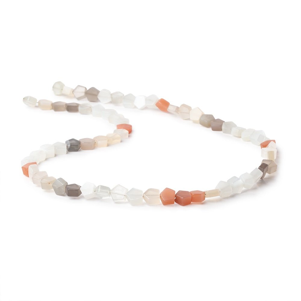 7-8mm Multi Color Moonstone Plain Pentagon Beads 18 inch 63 pieces - Beadsofcambay.com