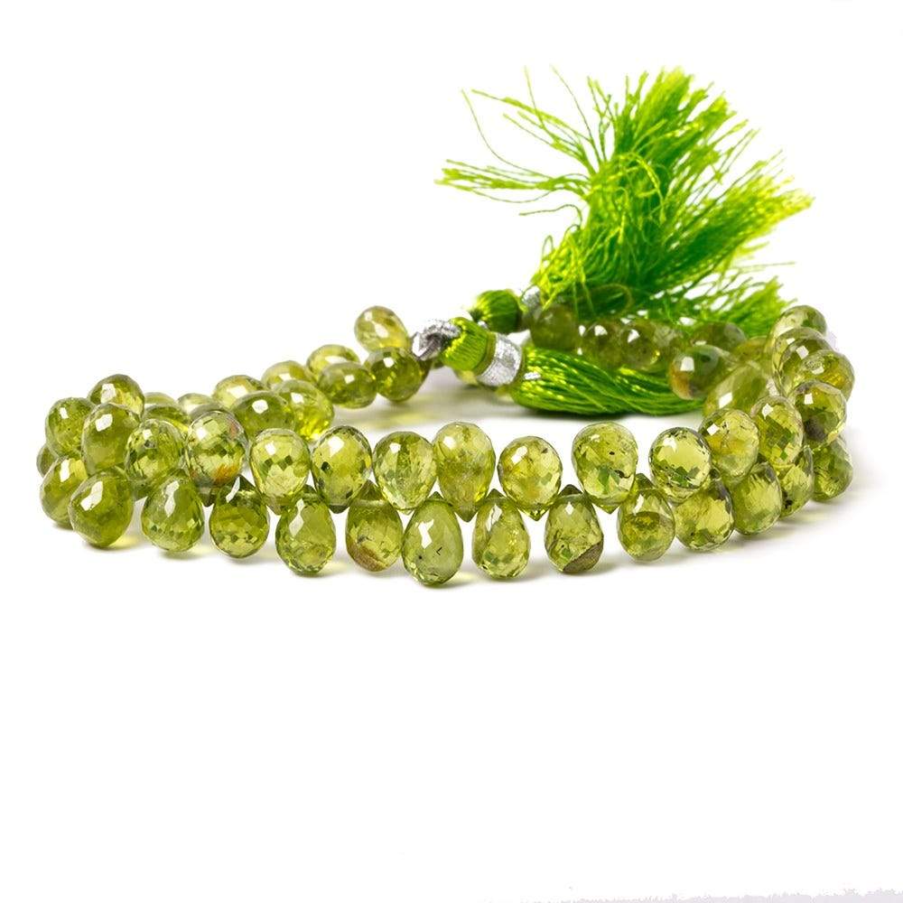 7-8mm Peridot Tear Drop Briolettes 8 inch 64 pieces - Beadsofcambay.com