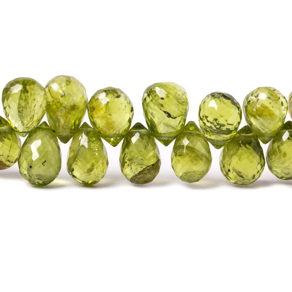 7-8mm Peridot Tear Drop Briolettes 8 inch 64 pieces - Beadsofcambay.com