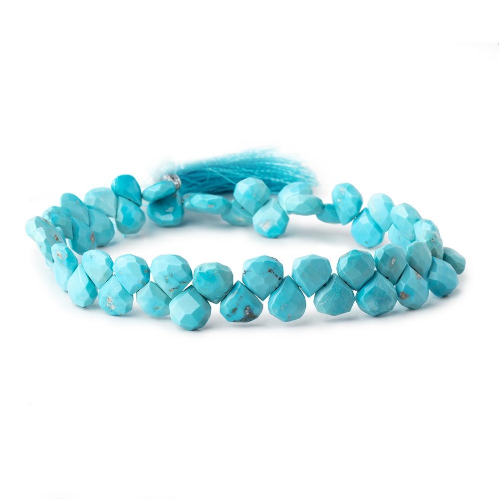 7-8mm Sleeping Beauty Turquoise faceted heart beads 8.5 inch 50 pieces - Beadsofcambay.com