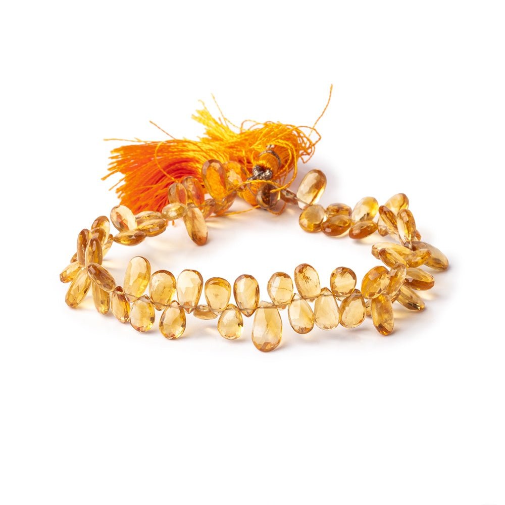 7-9mm Citrine Faceted Pear Beads 8 inch 63 pieces - Beadsofcambay.com