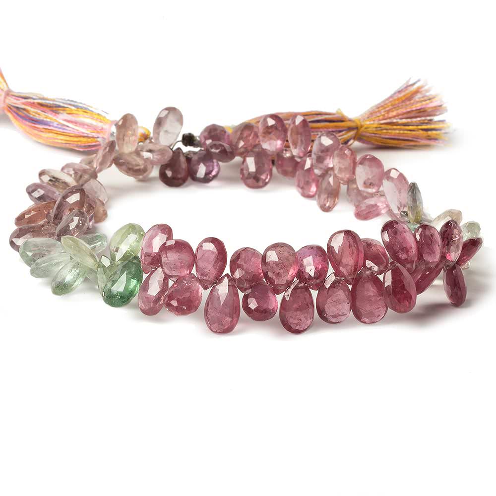7-9mm Fancy Sapphire and Ruby Beads Pear Briolette 9 inch 83 pieces - Beadsofcambay.com