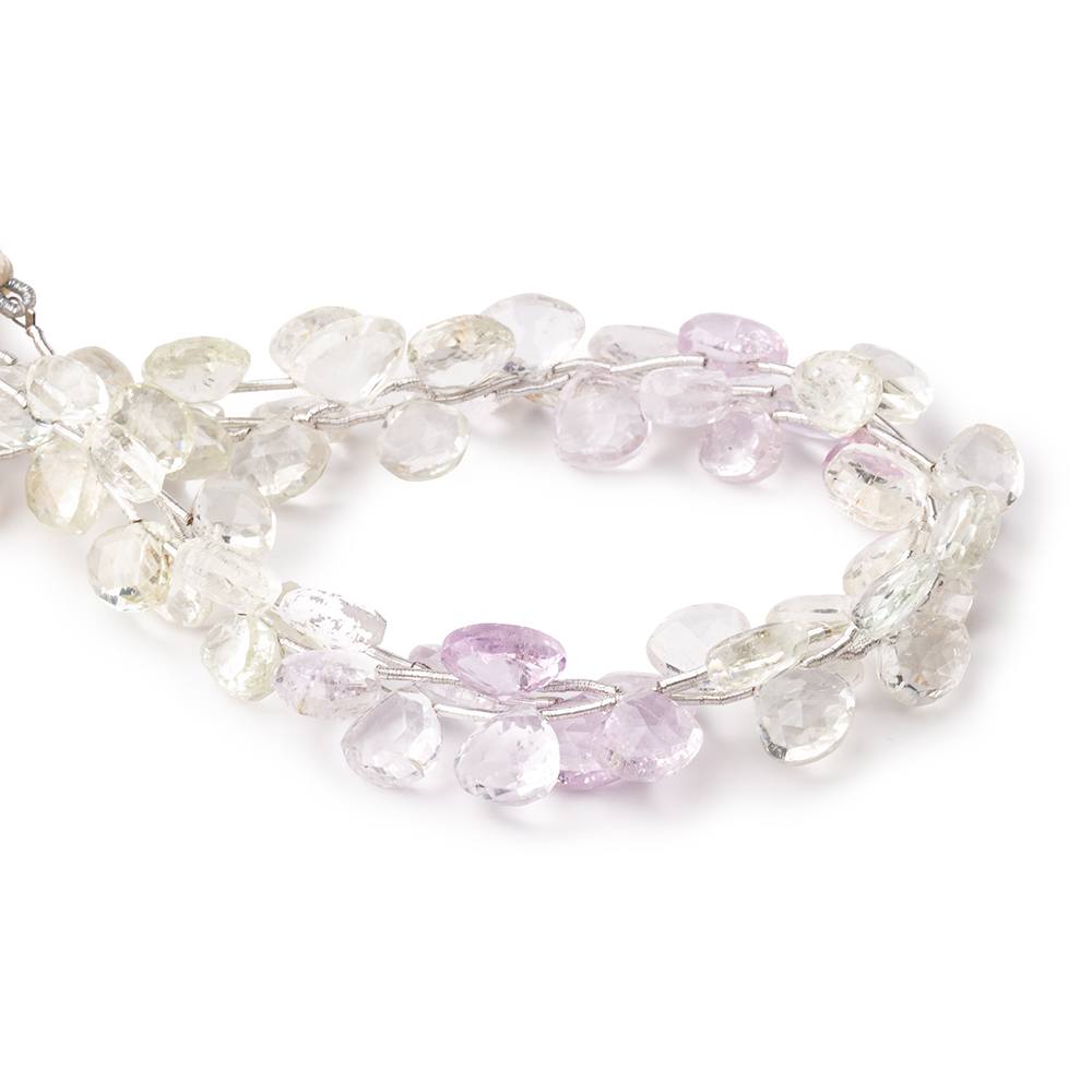 7-9mm Kunzite and Hiddenite Faceted Heart Beads 7.5 inch 20 pieces - Beadsofcambay.com