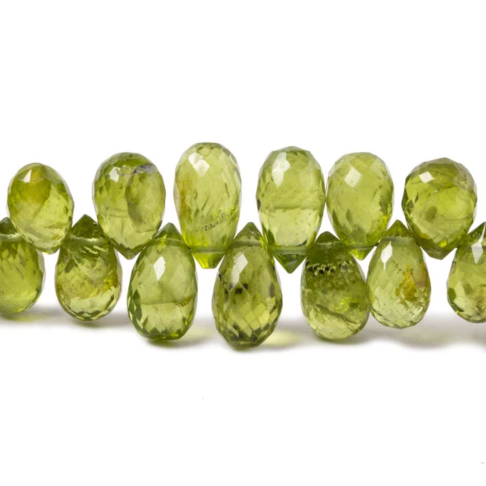 7-9mm Peridot Tear Drop Briolette 8 inch 68 pieces - Beadsofcambay.com