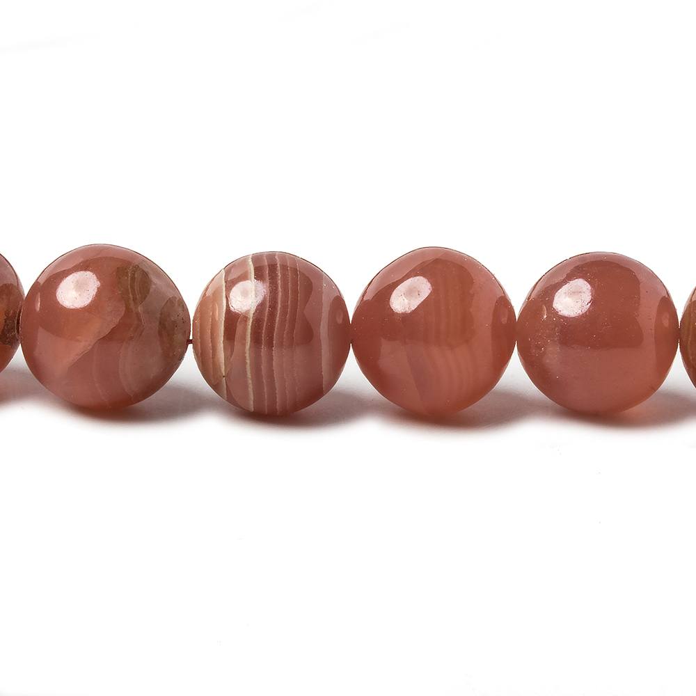 7-9mm Rhodochrosite Plain Round Beads 16 inch 47 pieces AA Grade - Beadsofcambay.com
