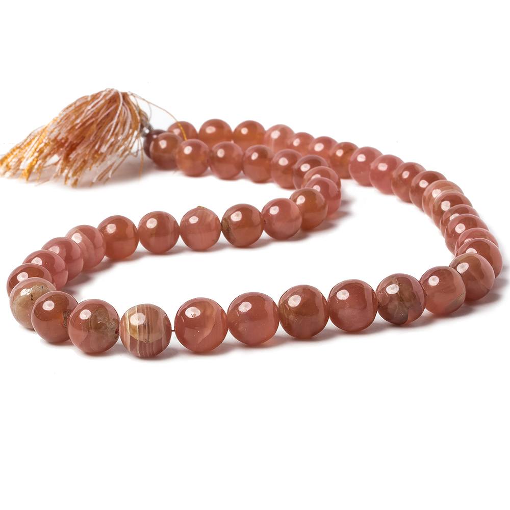 7-9mm Rhodochrosite Plain Round Beads 16 inch 47 pieces AA Grade - Beadsofcambay.com