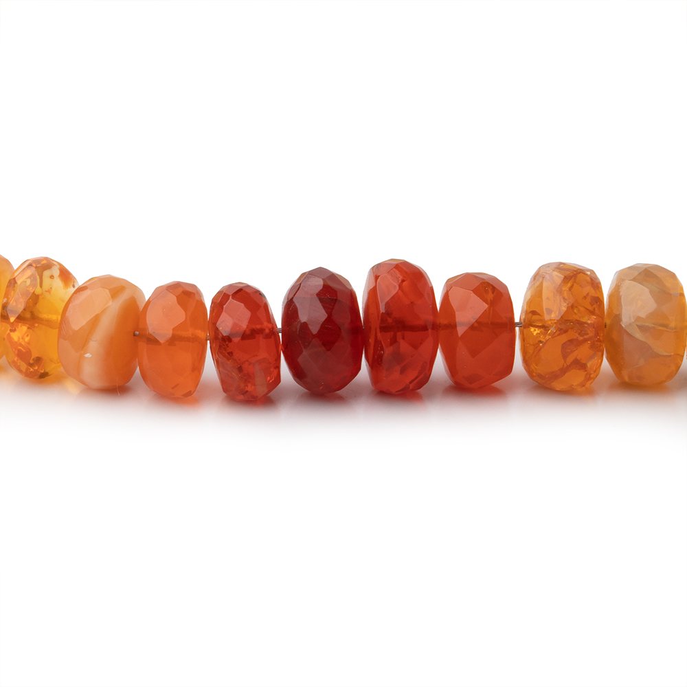 7-8mm Mexican Fire Opal Faceted Rondelle Beads 15 inches 87 pieces - BeadsofCambay.com