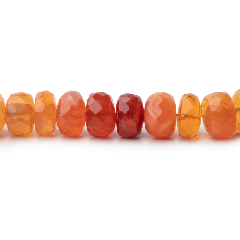 7mm Fire Opal Faceted Rondelle Beads 15 inch 82 pieces - BeadsofCambay.com