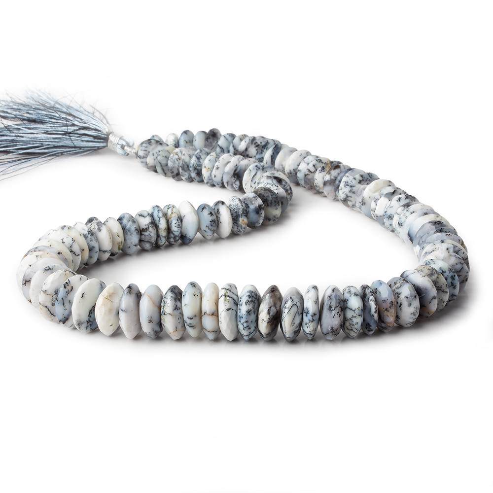 7.5-13.5mm Dendritic Opal German Faceted Rondelle 16 inch 93 pieces AA - Beadsofcambay.com