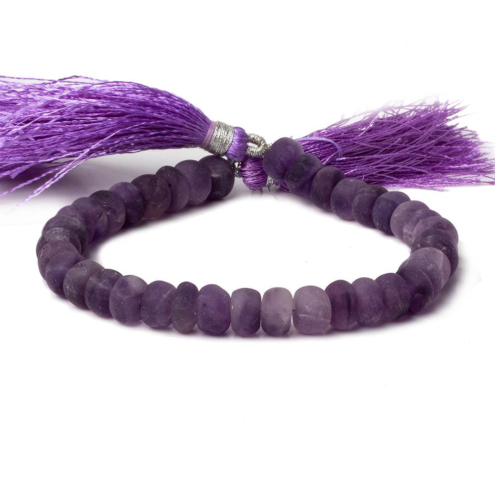 7.5-8.5mm Matte Amethyst plain rondelles 7.5 inch 38 beads A - Beadsofcambay.com