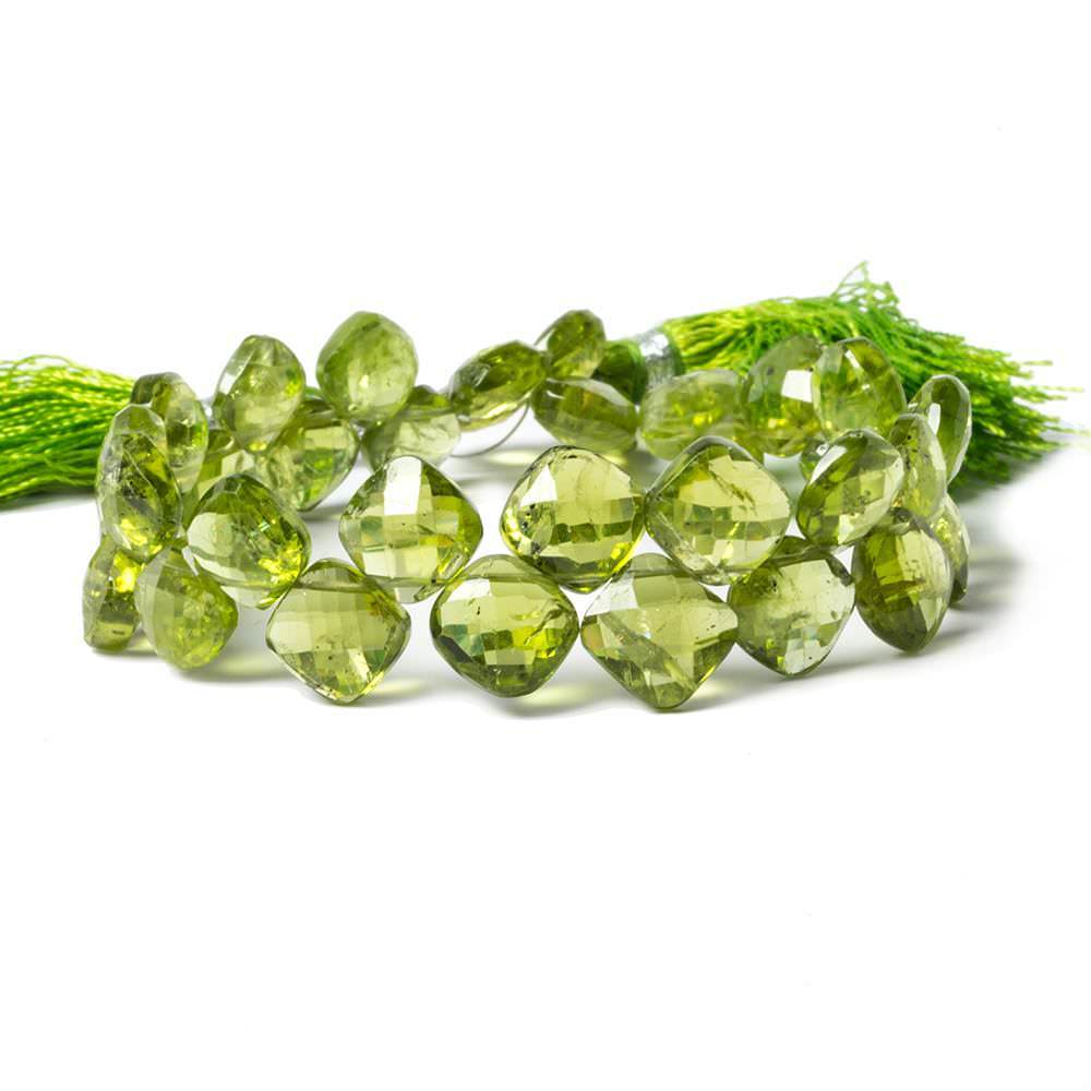 7.5-8.5mm Peridot Corner Drilled Pillows 7 inch 35 Beads A - Beadsofcambay.com
