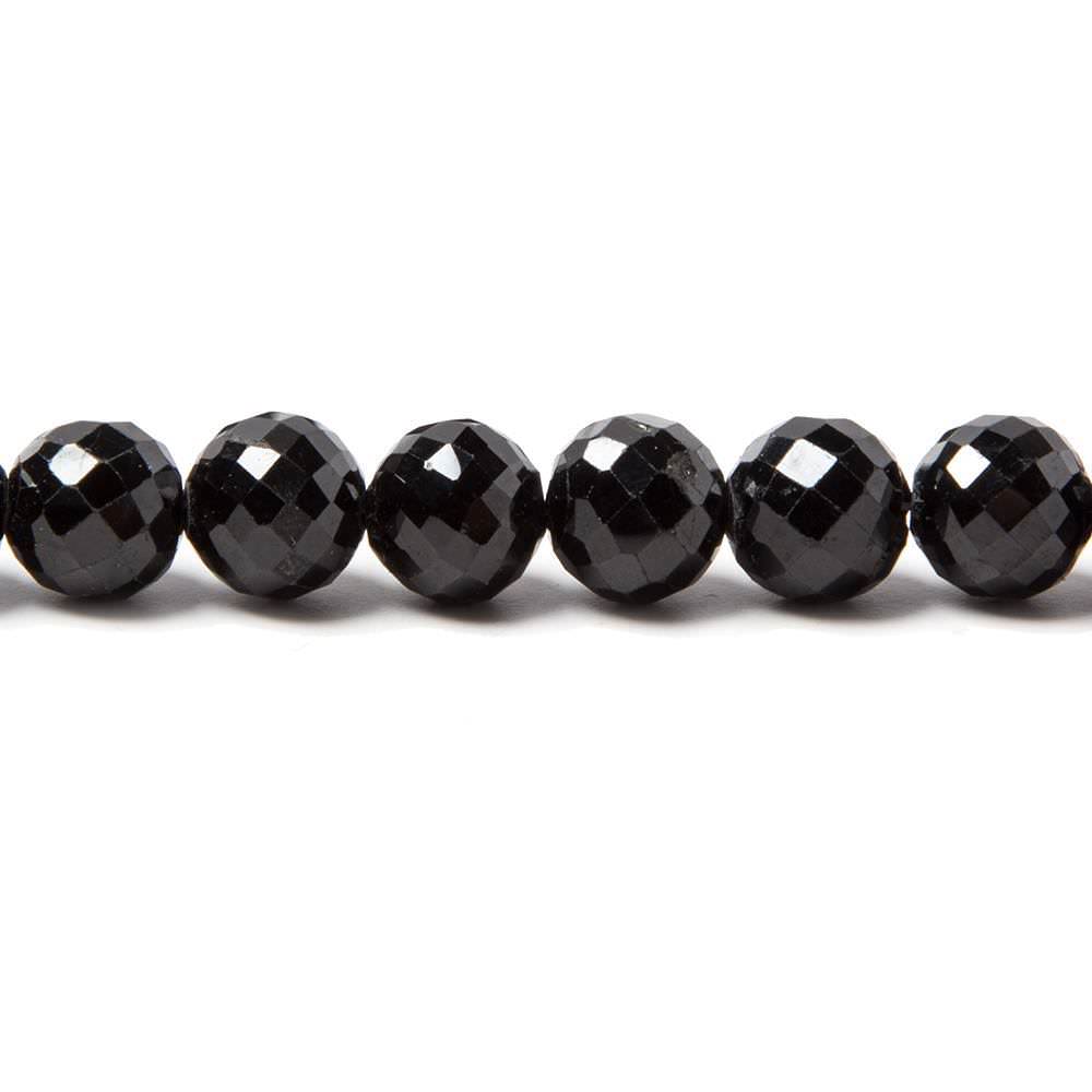 7mm Black Spinel faceted round beads 16 inch 60 pieces A - Beadsofcambay.com