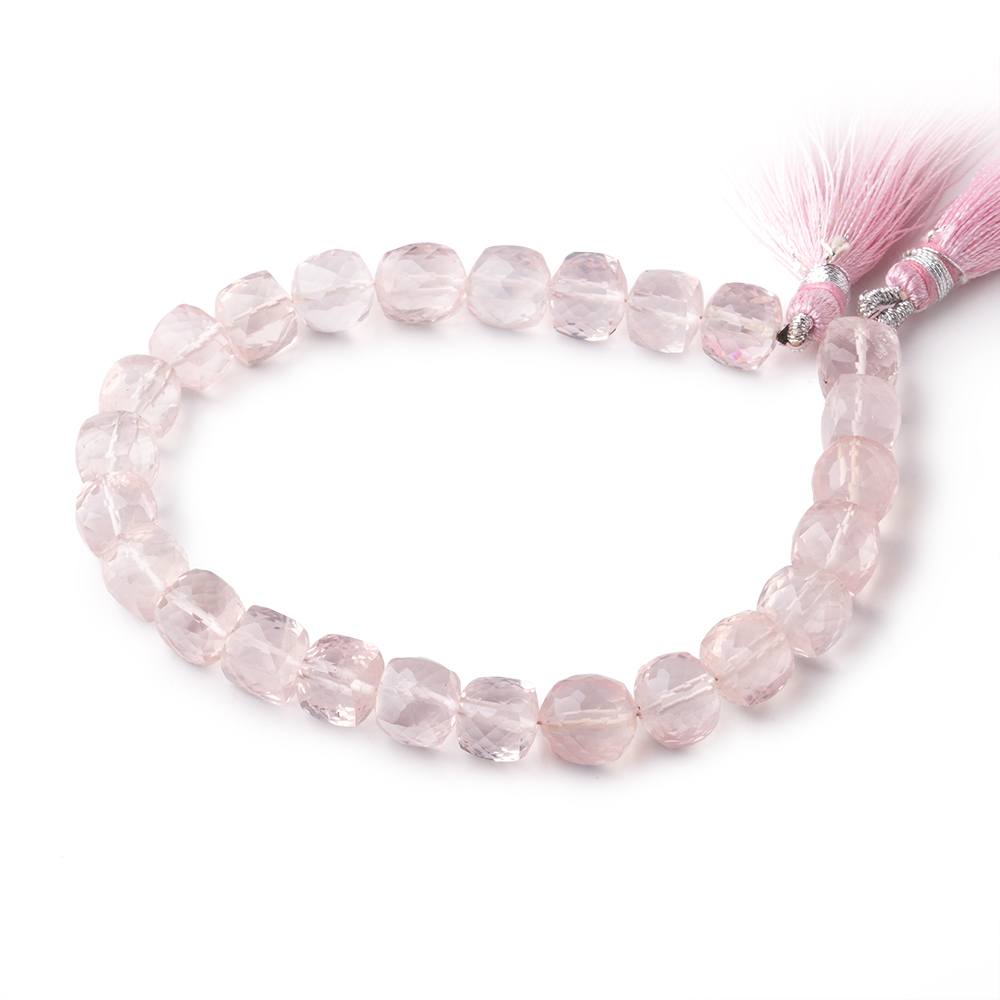 7.5-8mm Rose Quartz faceted cube beads 8 inch 25 pieces - Beadsofcambay.com