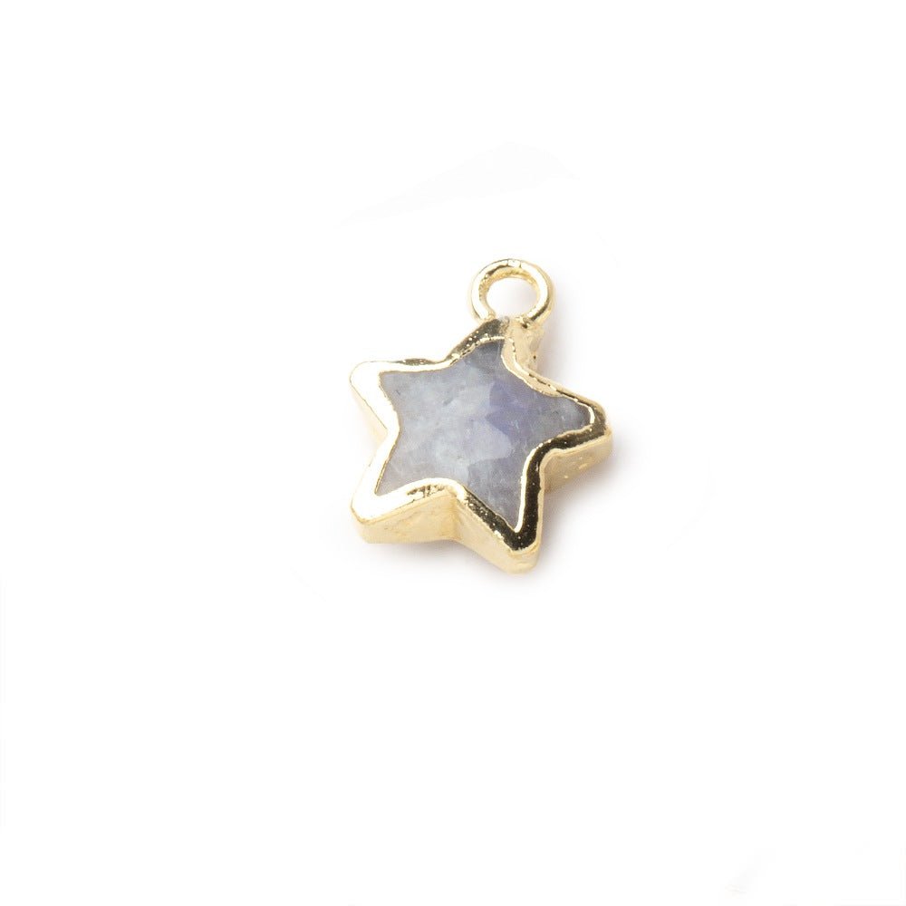 7.5-9mm Gold Leafed Rainbow Moonstone Faceted Star Focal Pendant 1 piece - Beadsofcambay.com