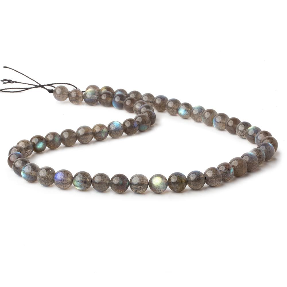 7.5mm Labradorite plain round beads 16 inch 37 pieces AAA - Beadsofcambay.com