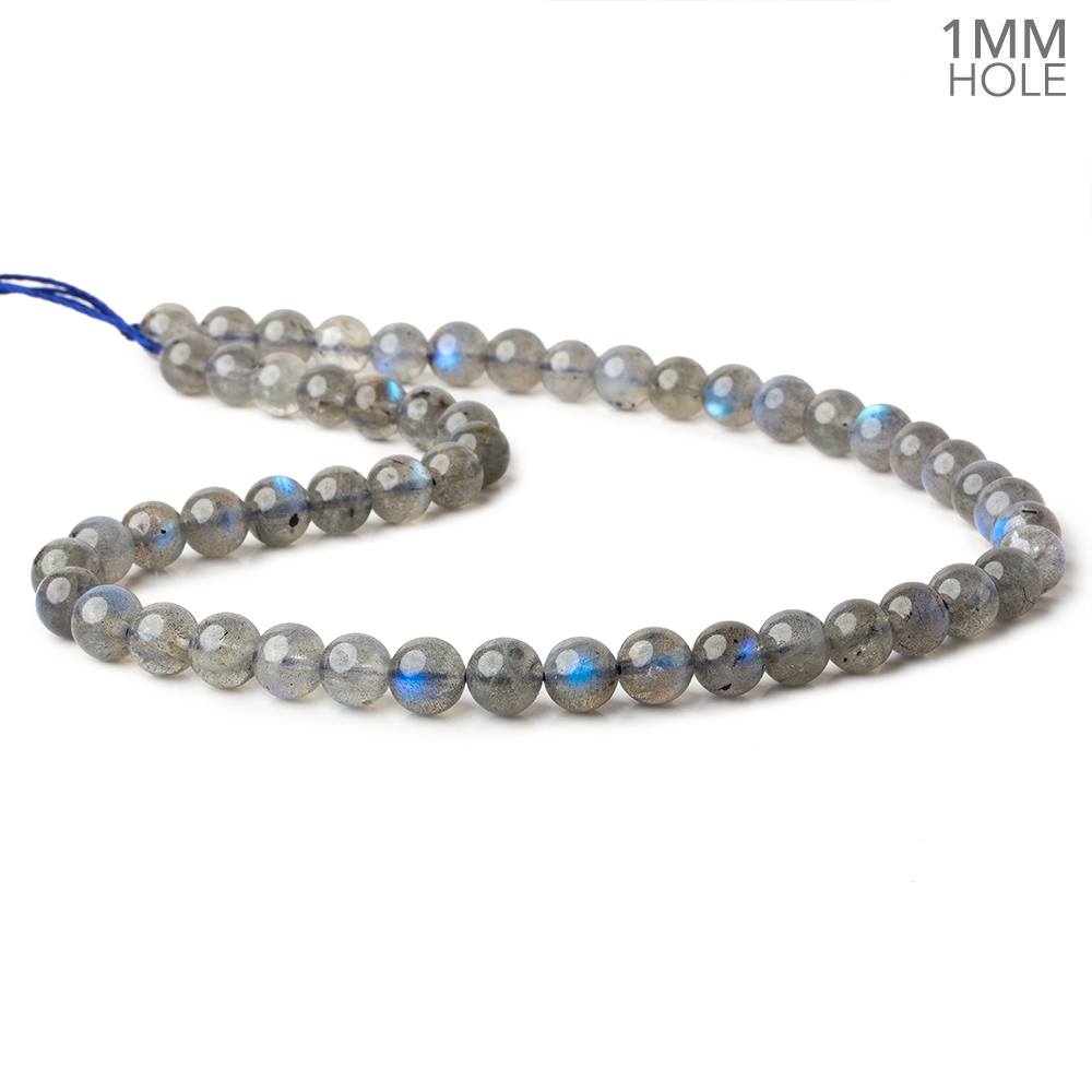 7.5mm Neon Blue flash Labradorite plain rounds 15 inch 52 beads AA - Beadsofcambay.com