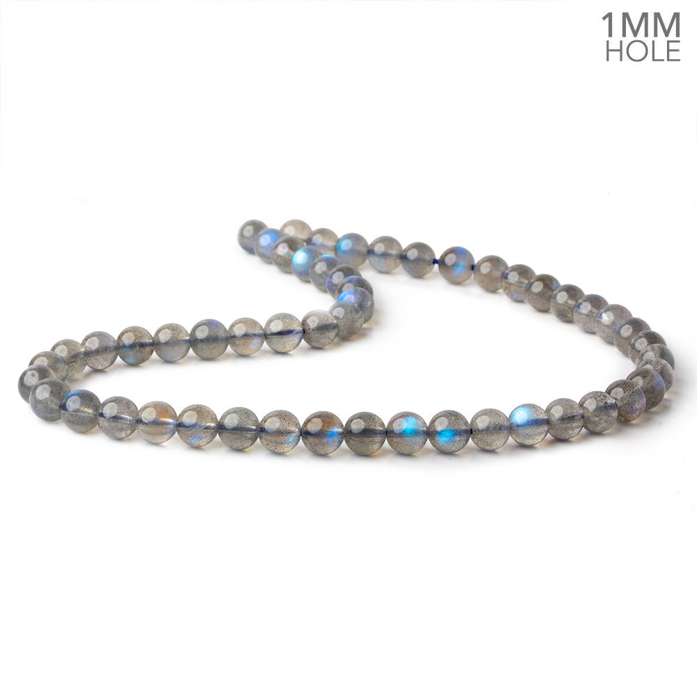 7.5mm Neon Blue flash Labradorite plain rounds 15 inch 52 beads AAA - Beadsofcambay.com