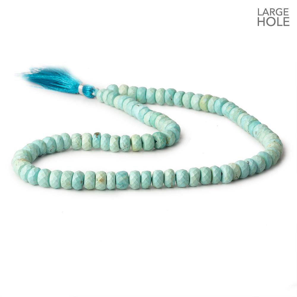 7.5mm Turquoise large hole faceted rondelle beads 16 inch 85 beads - Beadsofcambay.com