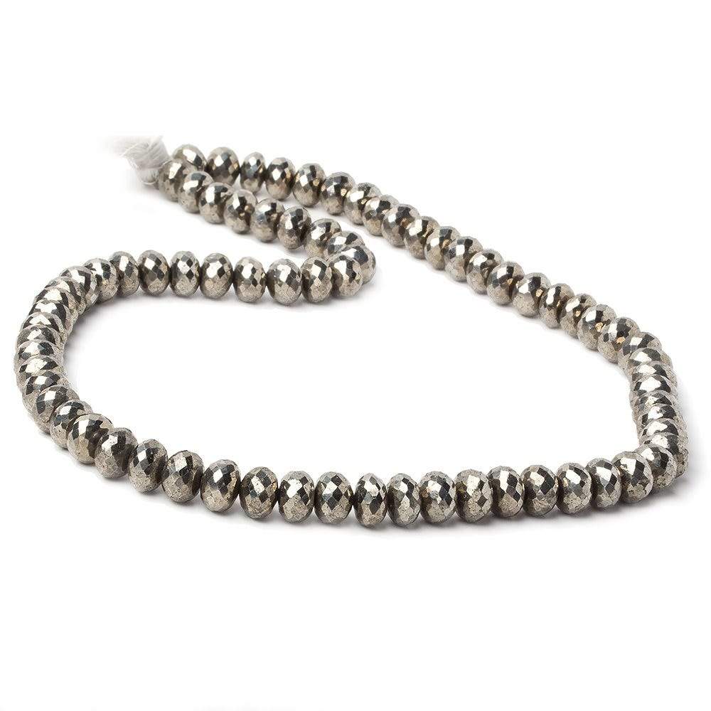 7.5mm White Pyrite faceted rondelle beads 15 inch 74 pieces AAA - Beadsofcambay.com