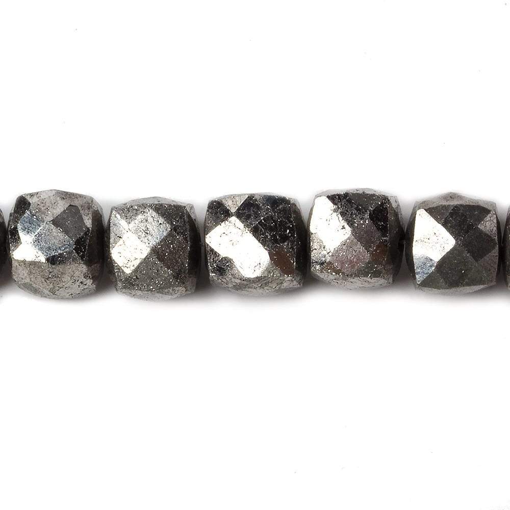 7.5x7.5-8x8mm Silver Pyrite Faceted Cubes 8 inch 27 pieces A - Beadsofcambay.com