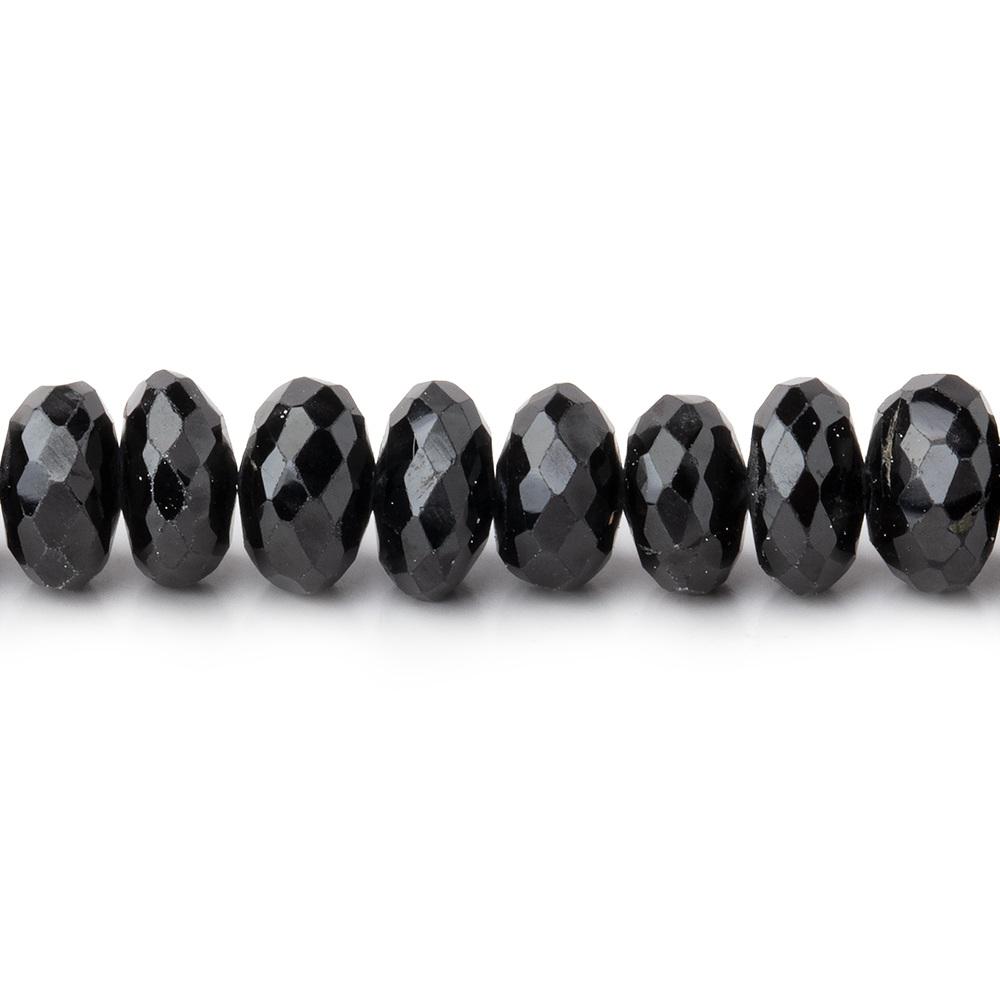 7mm Black Spinel faceted rondelle beads 8 inch 47 beads - Beadsofcambay.com