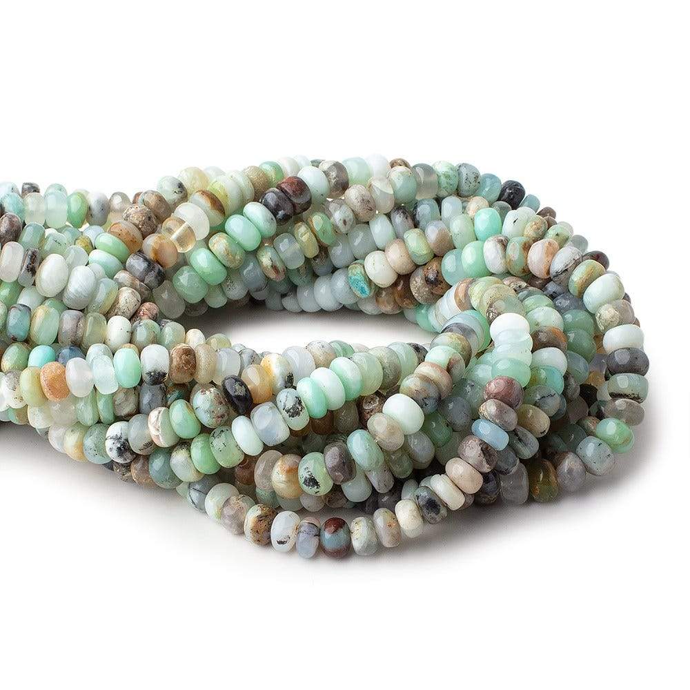 7mm Blue Peruvian Opal plain rondelles 14 inch 86 beads AA - Beadsofcambay.com