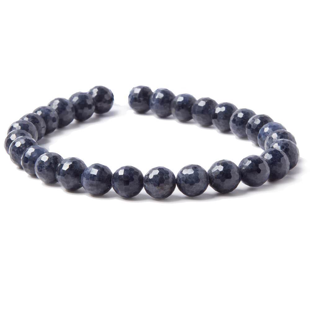 7mm Blue Sapphire faceted rounds 8 inch 26 beads - Beadsofcambay.com