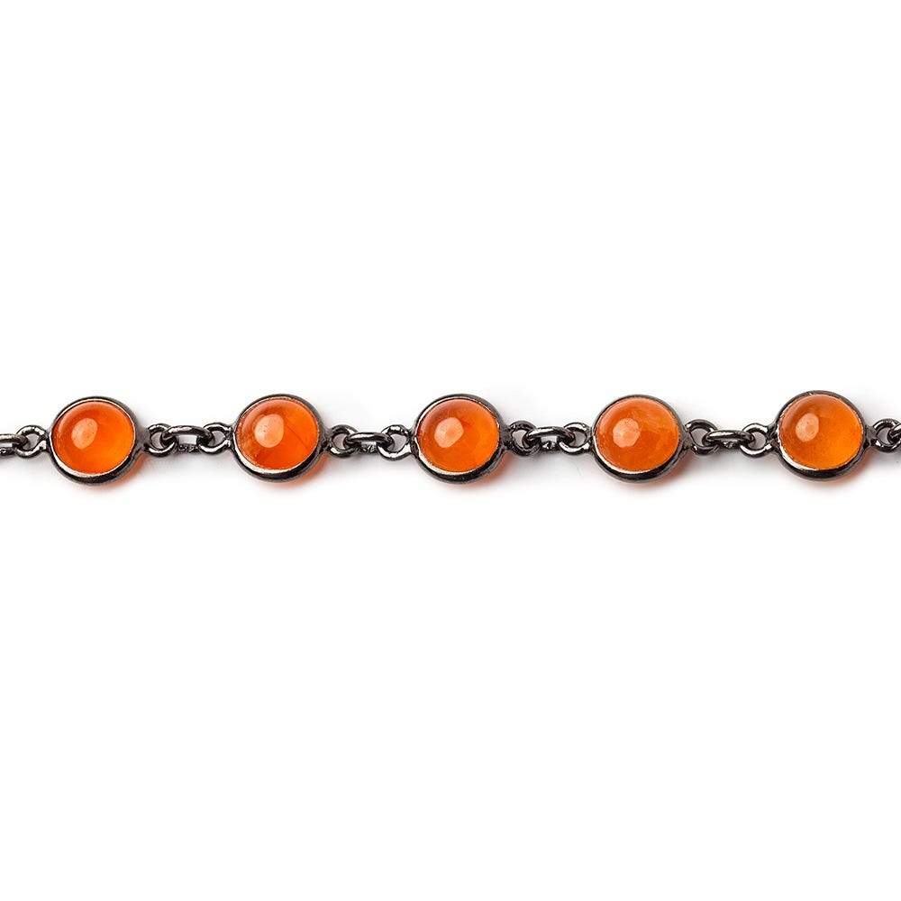 7mm Carnelian Black Gold Bezel Chain by the foot - Beadsofcambay.com