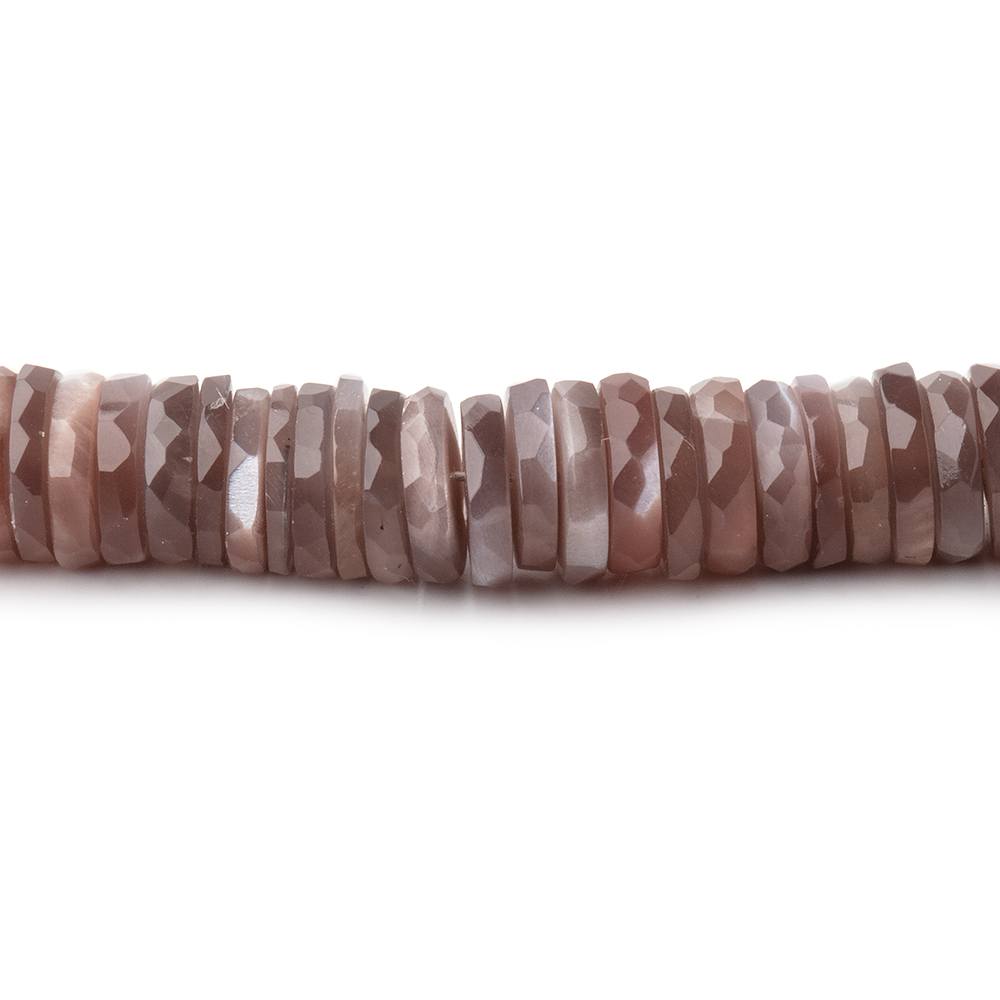 7mm Chocolate Moonstone Faceted Heshi Beads 8 inch 123 pieces - Beadsofcambay.com