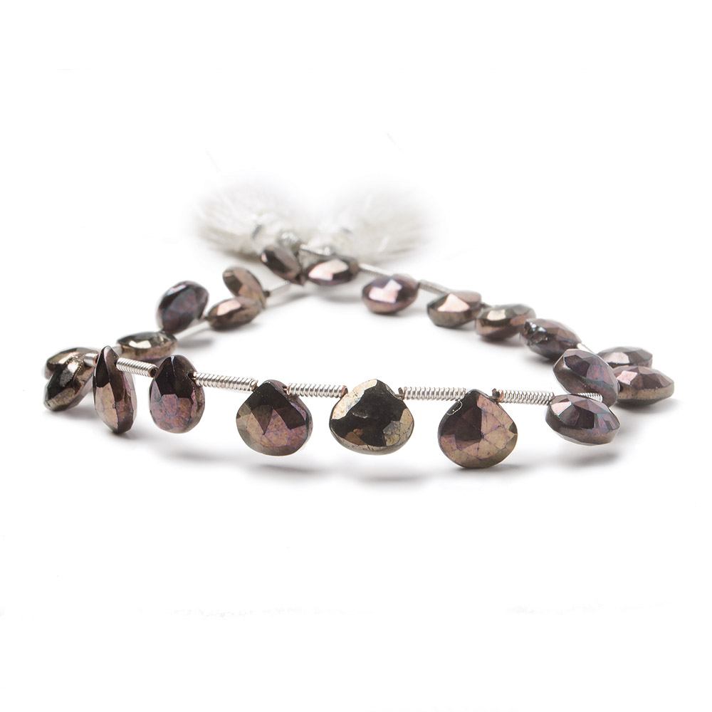 7mm Chocolate Mystic Black Spinel Beads Heart Briolette 8 inch 21 pieces - Beadsofcambay.com