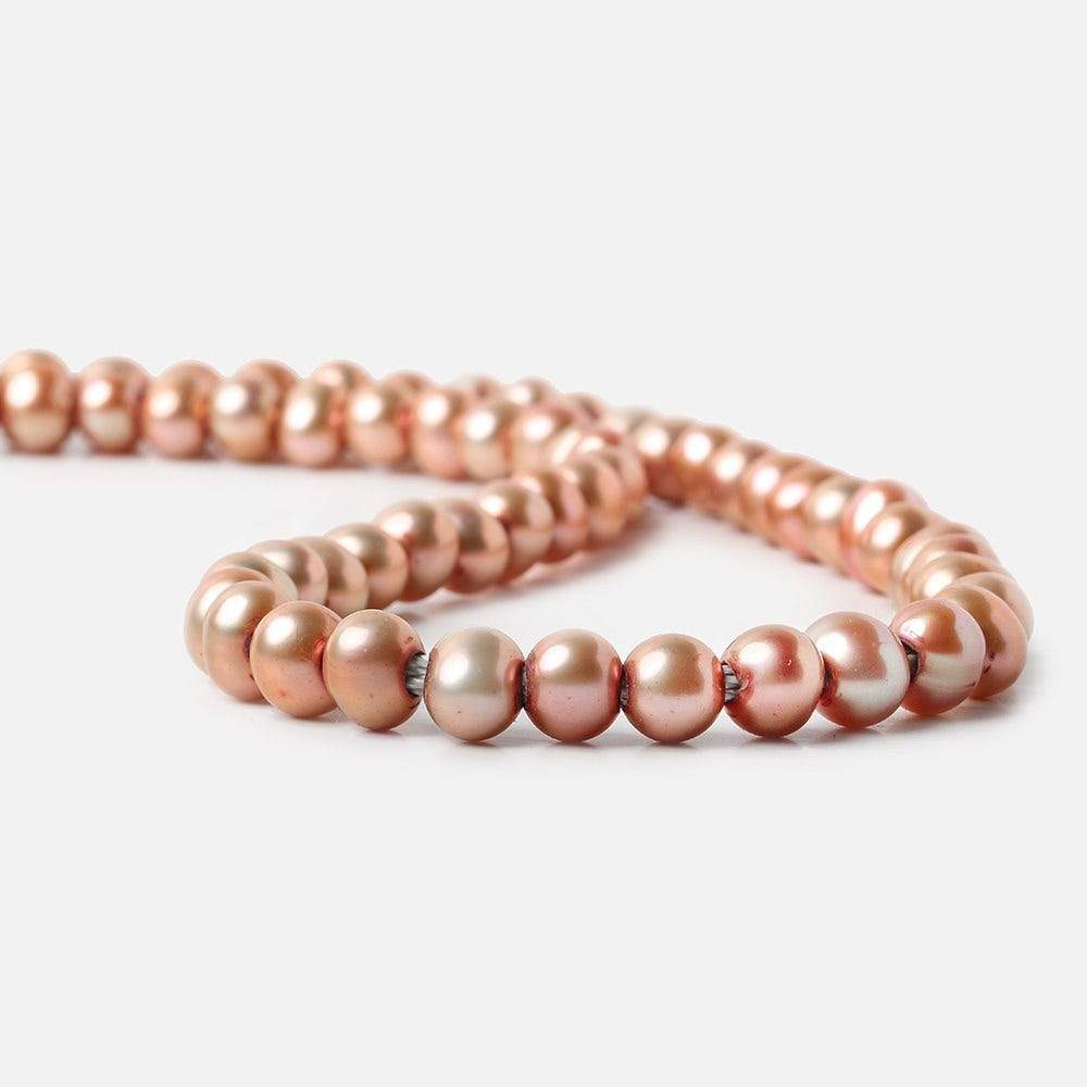 7mm Dark Salmon Large Hole Off Round Freshwater Pearls 15 inches 65 pieces - Beadsofcambay.com