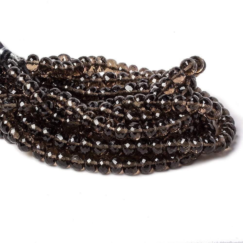 7mm Dark Smoky Quartz Micro-faceted rondelle beads 16 inch 82 pieces - Beadsofcambay.com