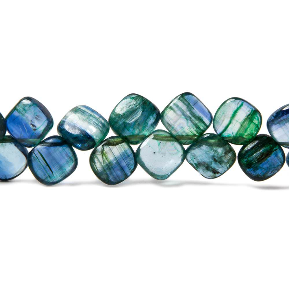 7mm Green & Blue Kyanite plain pillow beads 8 inch 55 pieces AA - Beadsofcambay.com