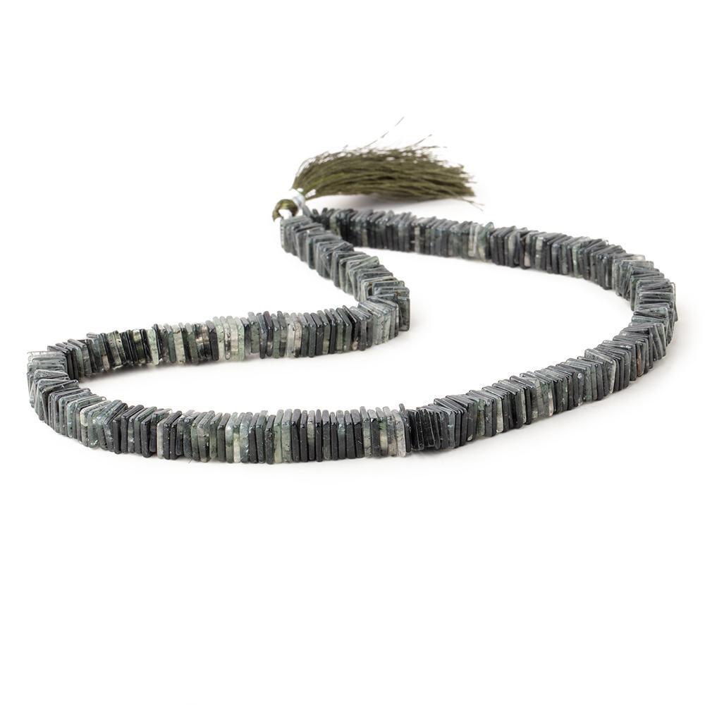 7mm Moss Quartz Plain Square Heshi Beads 16 inch 95 pieces - Beadsofcambay.com