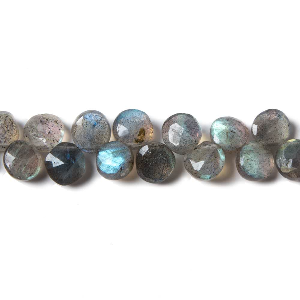 7mm Labradorite Faceted Coin Beads 8.5 inch 50 beads AA Grade - Beadsofcambay.com