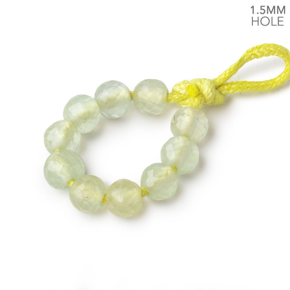 7mm Prehnite 1.5mm Large Hole Faceted Rounds Set of 10 - Beadsofcambay.com