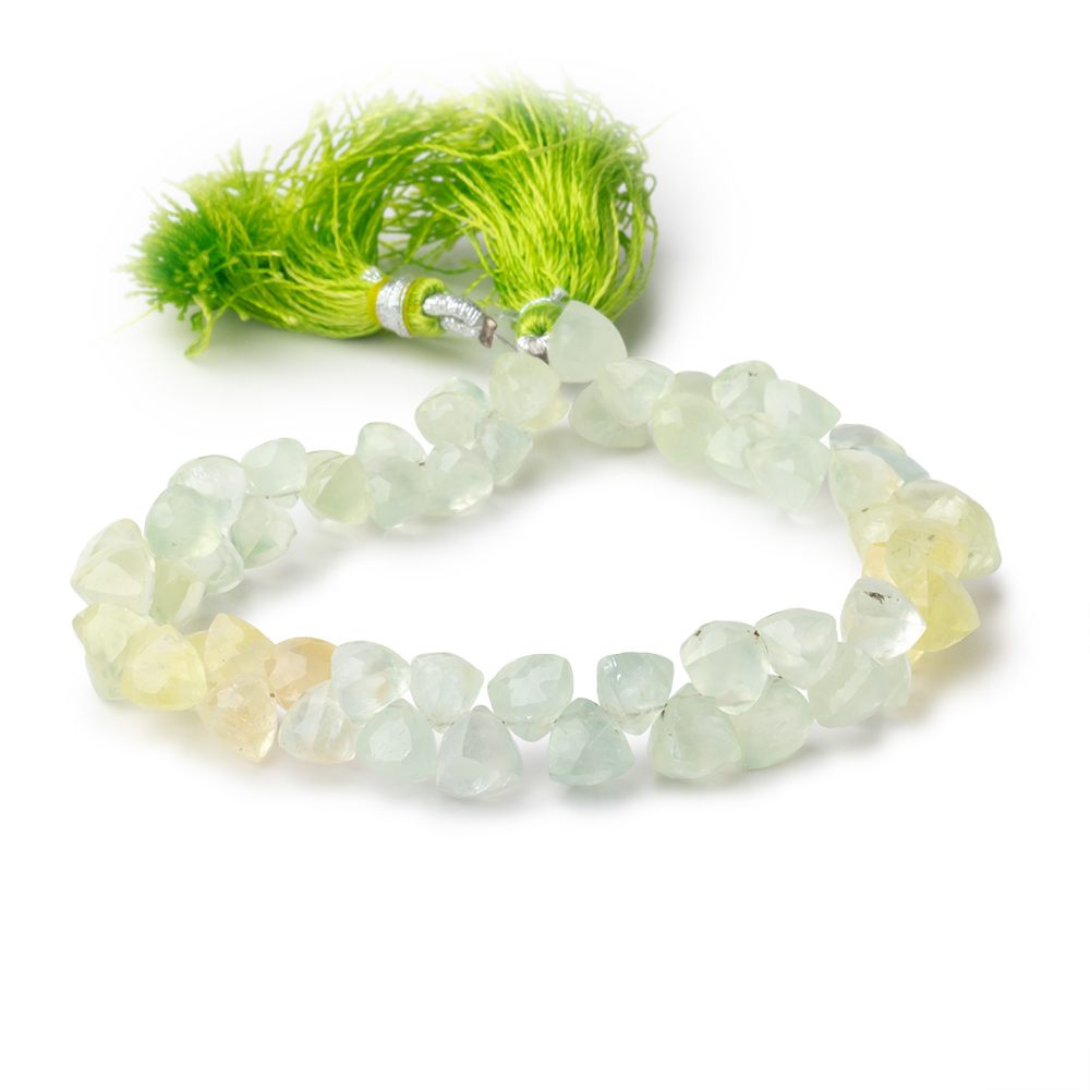 7mm Prehnite Top Drilled Trillion 8 inch 56 pieces - Beadsofcambay.com