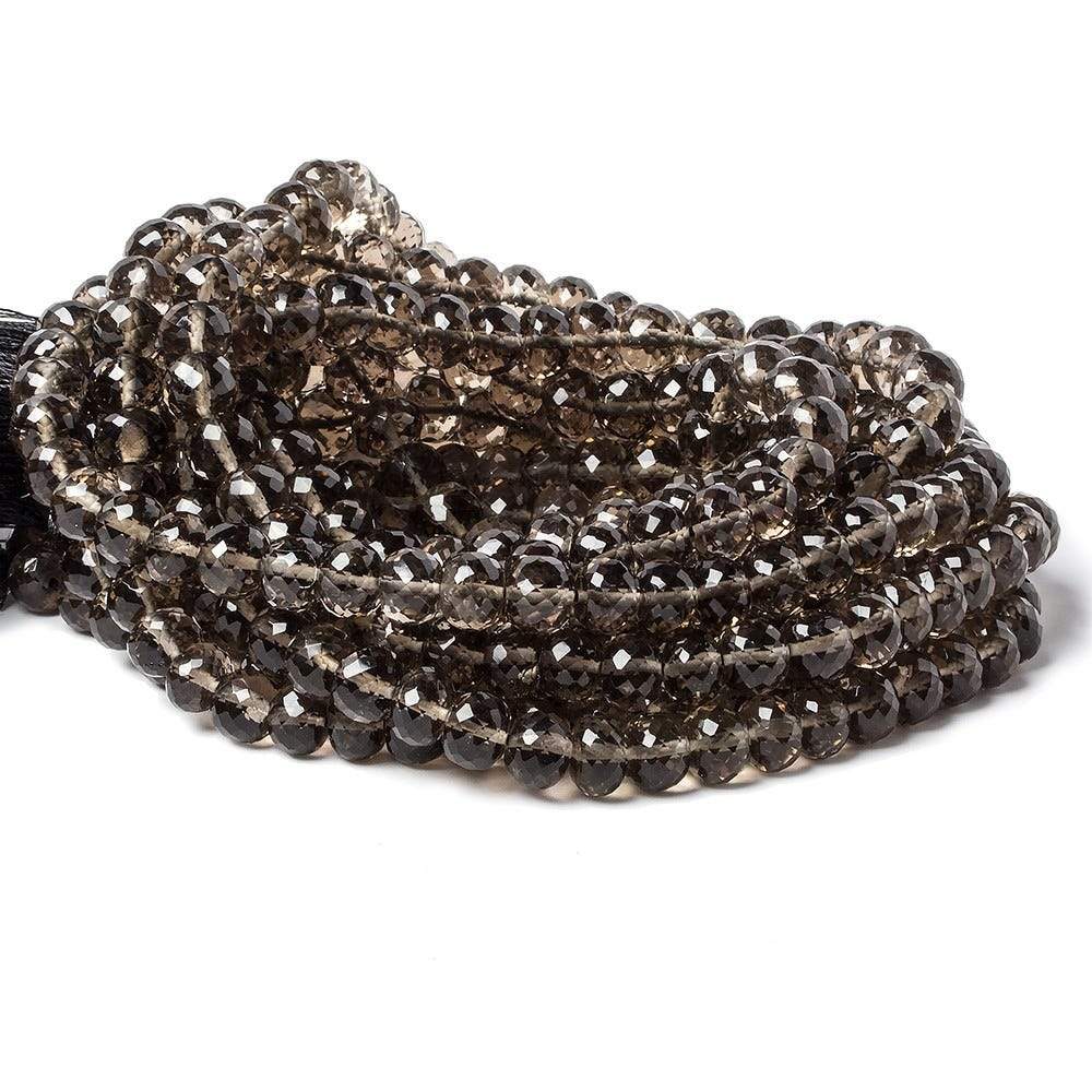 7mm Smoky Quartz Micro-faceted rondelle beads 16 inch 82 pieces - Beadsofcambay.com
