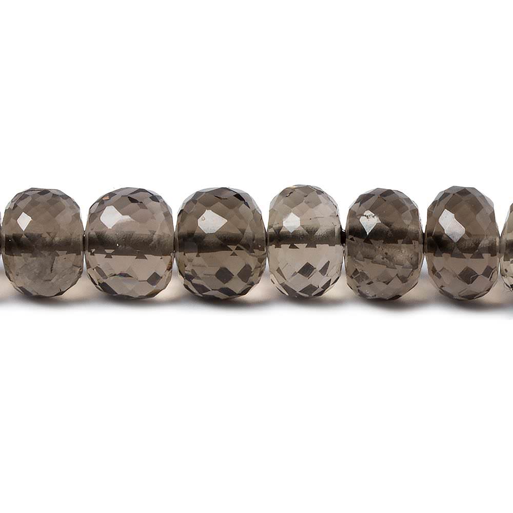 7mm Smoky Quartz Micro-faceted rondelle beads 16 inch 82 pieces - Beadsofcambay.com